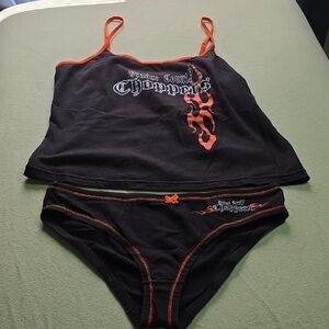 Vintage OCC Orange and Black Women's Intimates Set